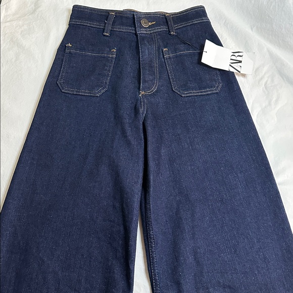 Zara The Patch Pocket Marine Jeans Size 2 - Picture 2 of 11
